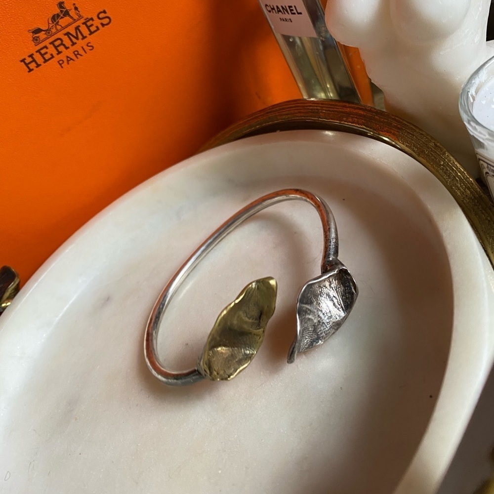 𝅺7” 925 Silver and Brass Calla Lily Cuff bracelet 16.6g